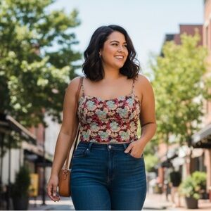 Aritzia Wilfred Sz XL Floral Cottagecore Cropped Camisole